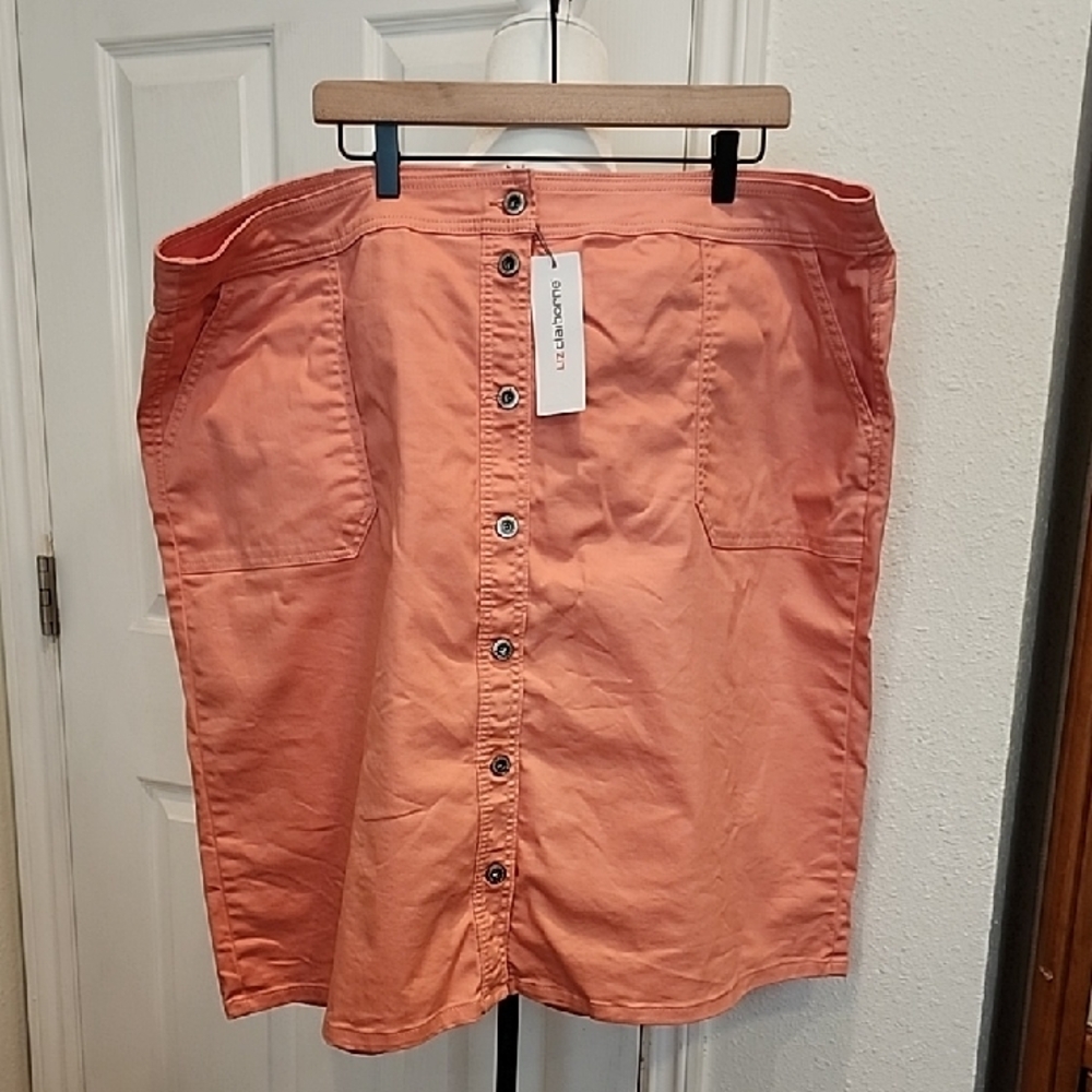 Liz Claiborne Coral Button-Front Pencil Skirt